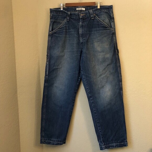 Levi Strauss Signature Carpenter Men's Pants W38 L34 100% Cotton Baggy 90s Style - Picture 1 of 12